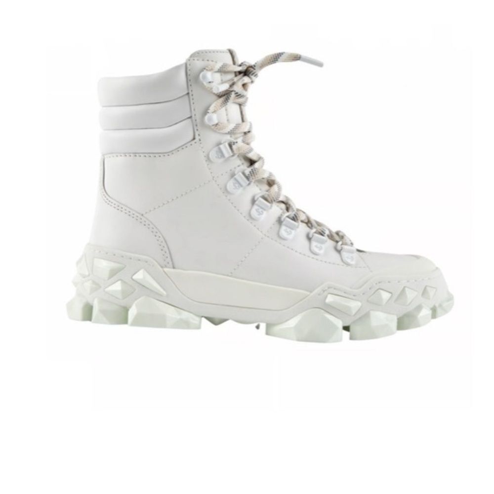 Jimmy Choo Leather Diamond x Hike Hiking Boots in White 36.5 US 6 - Picture 2 of 9